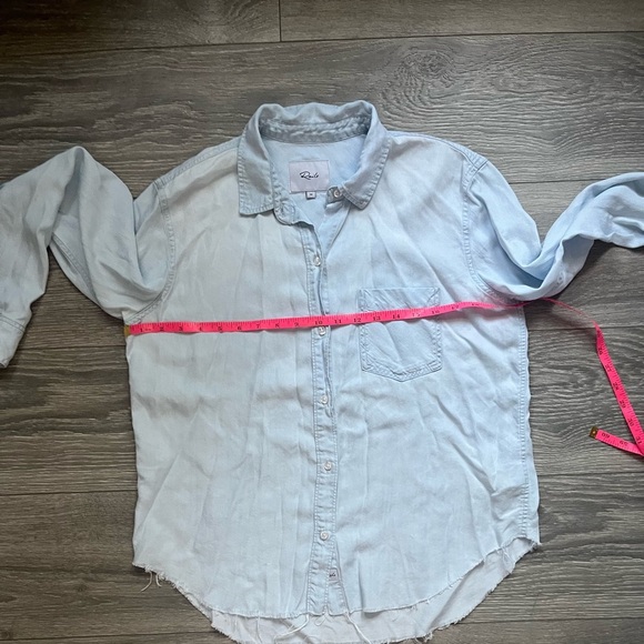 Rails Light Blue Raw Hem Lightweight Long Sleeve Tencel Button Down Shirt Size M - Picture 5 of 8